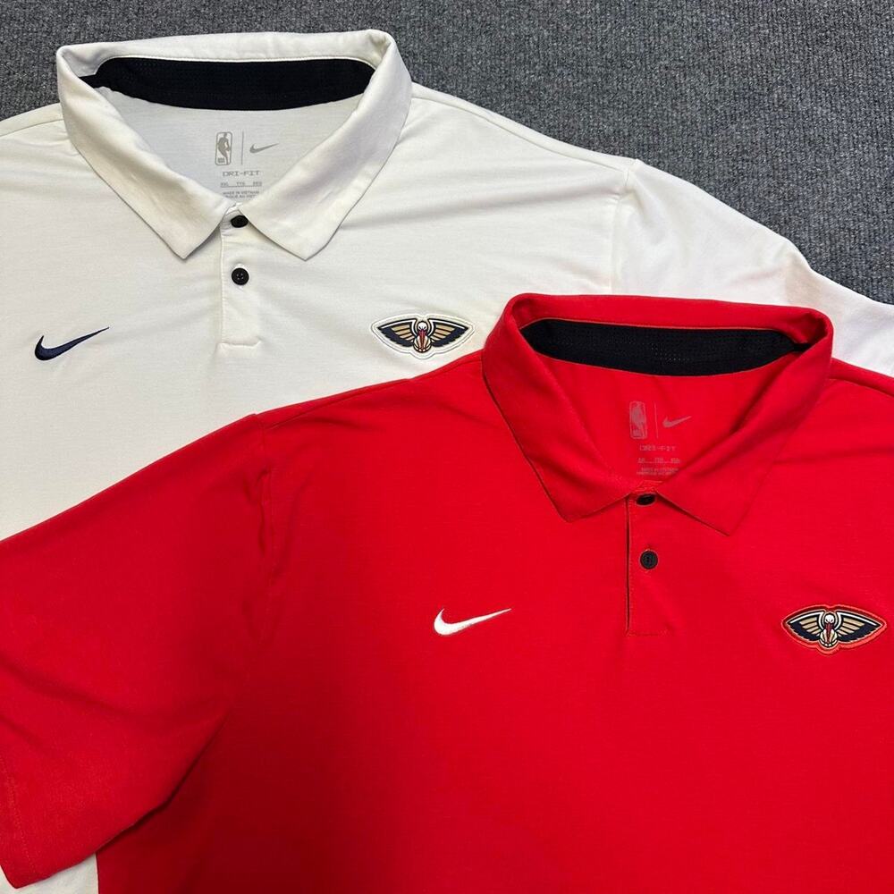 Lot of 2 Nike New Orleans Pelicans Men's Authentic Dri-FIT Coach Polo Shirt XXL